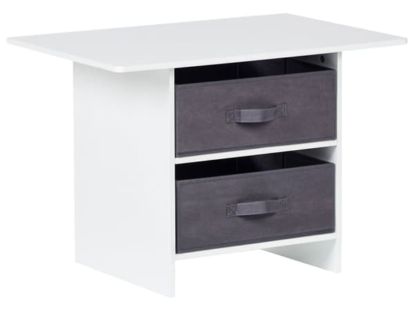 Barnebord med 2 stoler Hvit Grå MDF 2 stoffbokser Moderne design Barnerom