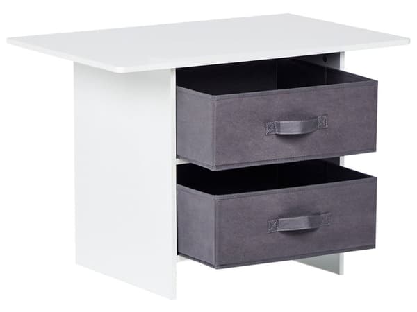Barnebord med 2 stoler Hvit Grå MDF 2 stoffbokser Moderne design Barnerom