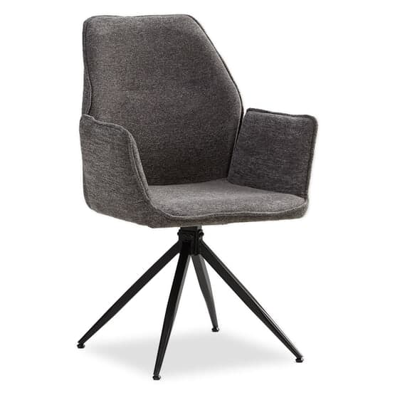 Spisestuestol - Æg - Chenille Garn Med Armlæn - Grå - 1 Stk