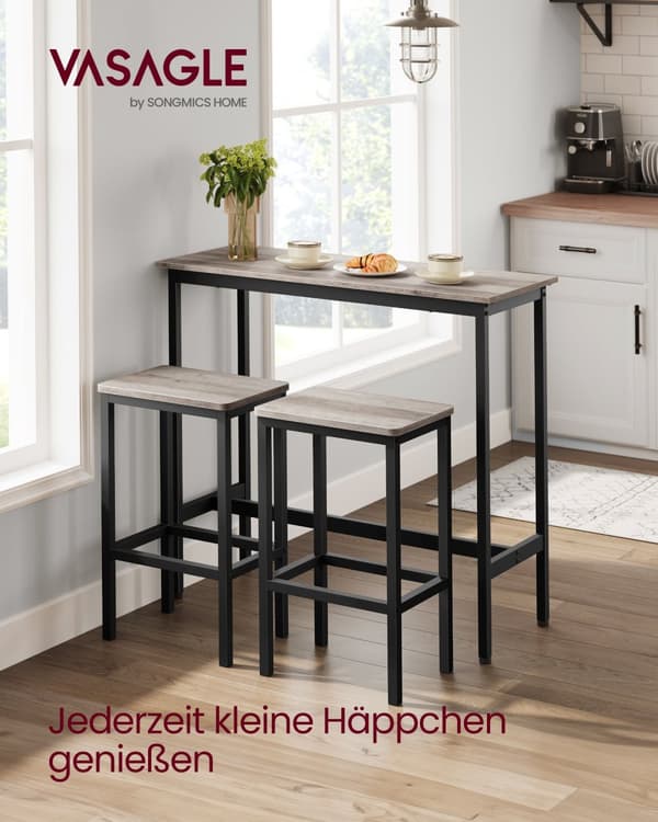 Bartisch-set, VASAGLE, 100x40x90 cm, Vintagebrun-Svart.