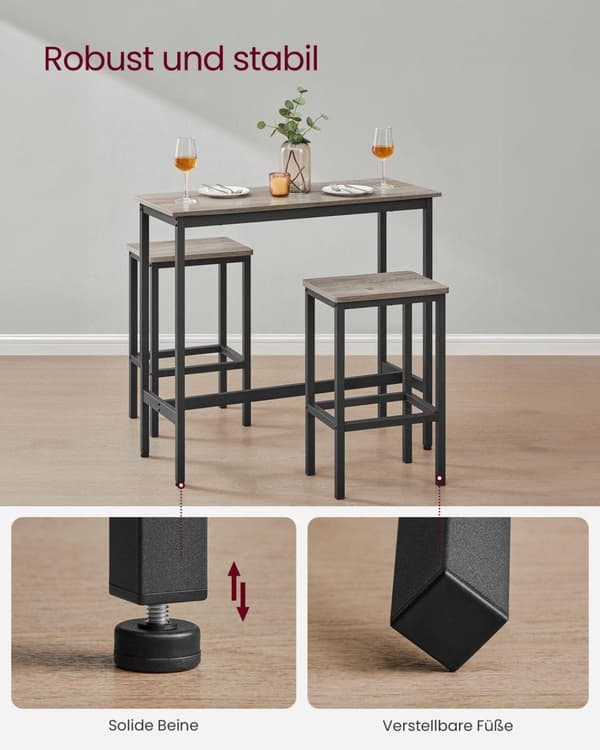 Bartisch-sæt, VASAGLE, 100x40x90 cm, Sort