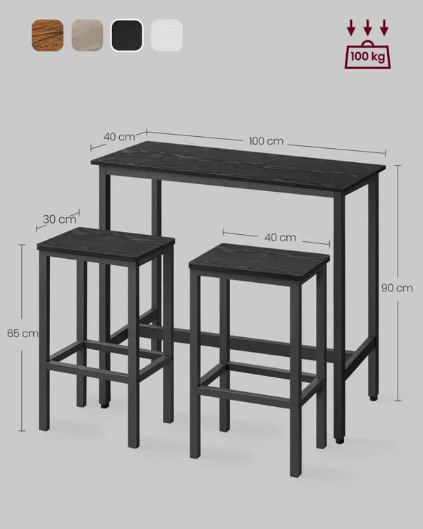 Bordset, VASAGLE, 100x40x90 cm, Svart