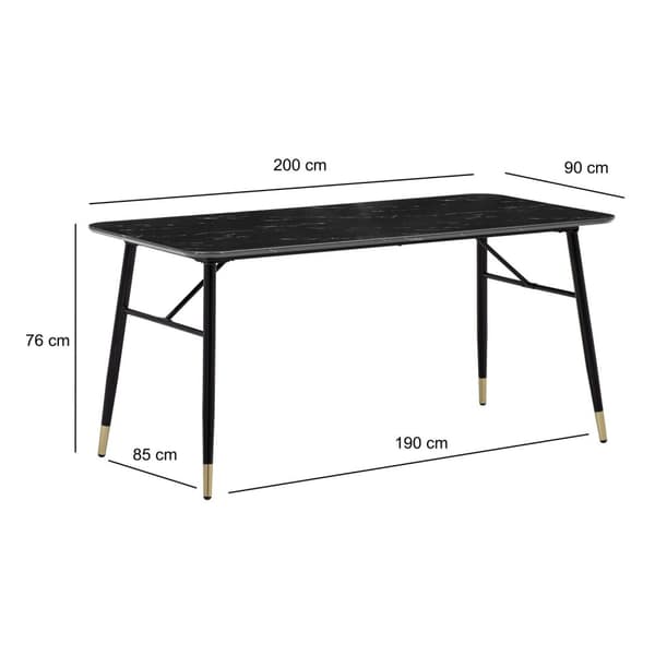 Rootz Stor matsalsbord - Modernt matbord - Rektangulära matbord - Sittplatser 10 - 200 cm x 90 cm x 76 cm marmorutseende topp