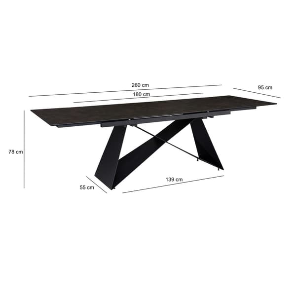 Rootz Stor spisebord - Moderne design - Rektangulært bord - Sæder 12 - 180-260 cm x 95 cm x 78 cm