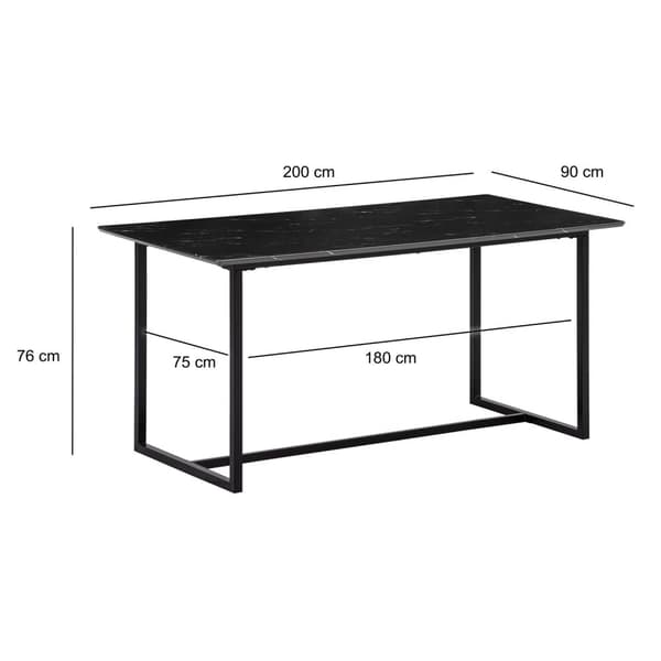 Rootz Stor spisebord - Moderne spisebord - Marmor Look Bord - Sæder 10, Anti -Slip, 200 cm x 90 cm x 76 cm