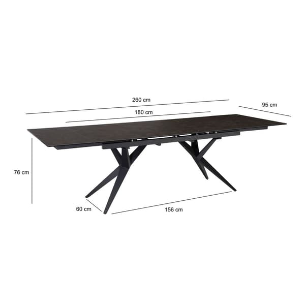 Rootz Stor spisebord - Moderne bord - Rektangulært bord - plads til 12 - 180-260 cm x 95 cm x 76 cm