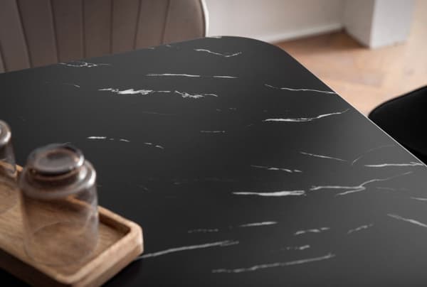 Rootz Modern Dining Table - Rectangular Table - Marble Look - Sits Six - 120cm x 60cm x 76 cm - Svart & guld - Folied MDF & Iron