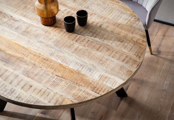Rootz Round Dining Bord - Moderne spisebord - Natural Wood Grain Table - Håndlavet unikt design - 120 cm x 120 cm x 76 cm
