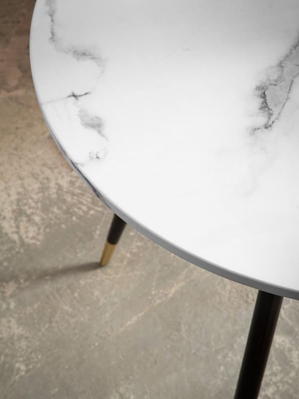 Rootz Round Spisebord - Moderne spisemøbler - bord i marmorstil - Scratch -resistente - 75 cm x 75 cm x 76 cm