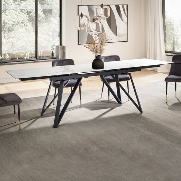 Rootz Large Modern Dining Table - Rectangular Table - Marble Look Table - Sits 12 - 180-260 cm x 95 cm x 76 cm