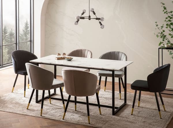 Rootz Stor matsalsbord - Rektangulärt marmorutseende - Modernt matbord - Sittplatser 8 - Robust design - 180 cm x 90 cm x 76 cm