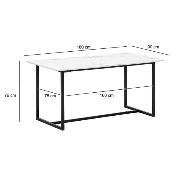 Rootz Stor matsalsbord - Rektangulärt marmorutseende - Modernt matbord - Sittplatser 8 - Robust design - 180 cm x 90 cm x 76 cm