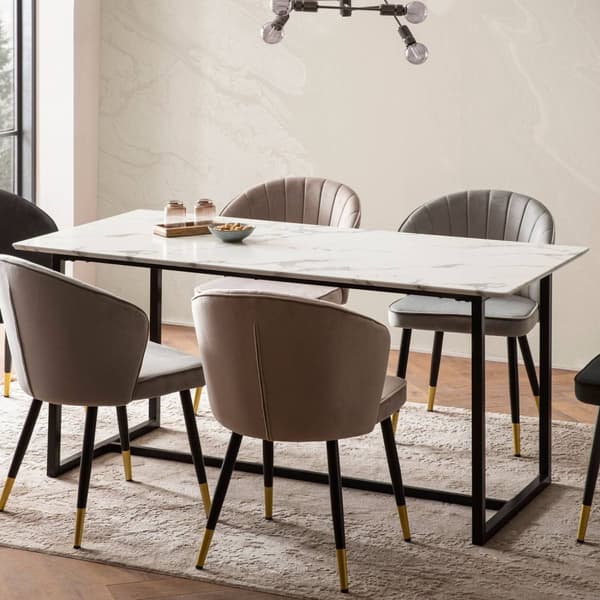 Rootz Stor matsalsbord - Rektangulärt marmorutseende - Modernt matbord - Sittplatser 8 - Robust design - 180 cm x 90 cm x 76 cm