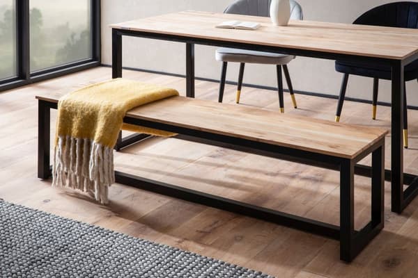 Rootz Massive Dining Bench - Loft -tyyliset huonekalut - massiivipuuta - ainutlaatuinen muotoilu - sopii jopa 3 henkilöä - 160 cm x 40 cm x 45cm
