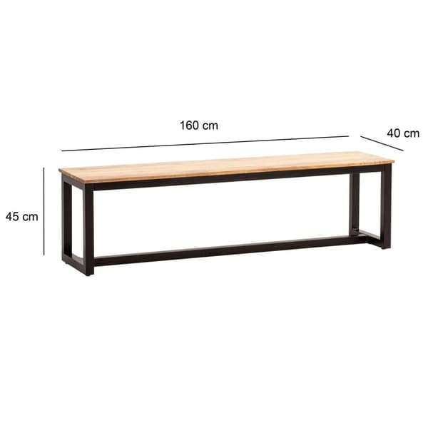 Rootz Massive Dining Bench - Loft -tyyliset huonekalut - massiivipuuta - ainutlaatuinen muotoilu - sopii jopa 3 henkilöä - 160 cm x 40 cm x 45cm