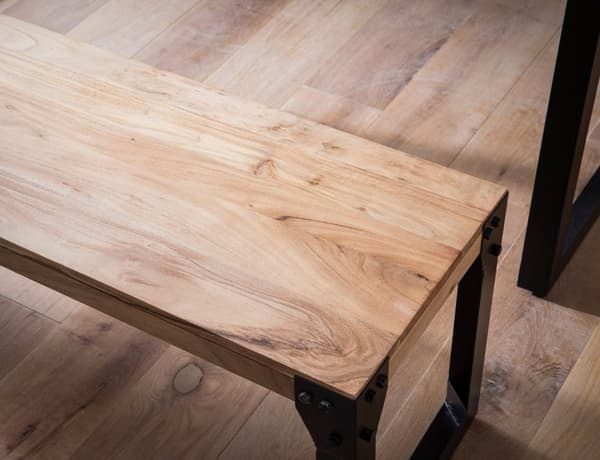 Rootz Massive Dining Bench - Industrial Style - Käsintehty istuimet - Ainutlaatuinen puuleja - Acacia Wood - 160 cm x 40 cm x 45cm