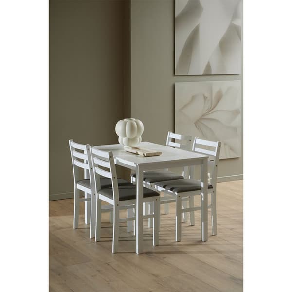Alicante spisegrupper bord og 4 stoler 70x110cm hvit.