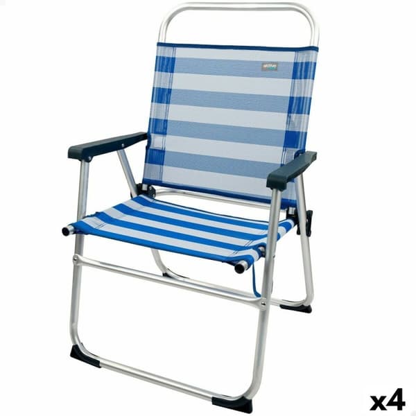 Strandkurv Aktive Blå Hvid 48 x 88 x 50 cm Aluminium Foldbar (4 enheder)