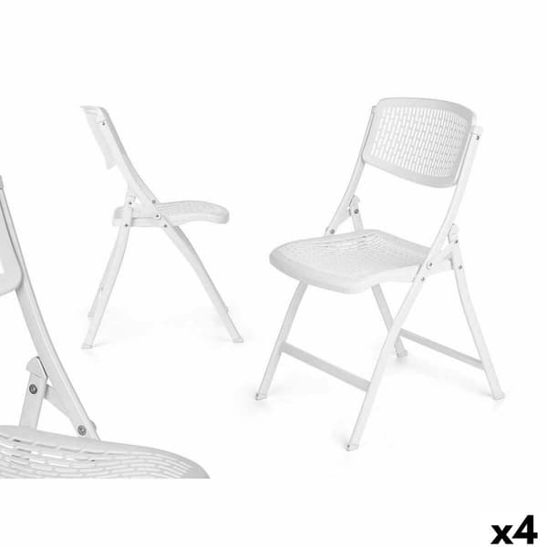 Hopfällbar Stol 12721 Vit 59 x 50 x 82 cm 108 x 11,5 x 50 cm (4 antal)
