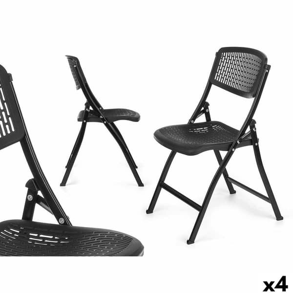 Polstrede Campingstol ZJ-Y59BL Sort 59 x 50 x 82 cm 108 x 13,5 x 50 cm (4 enheder)