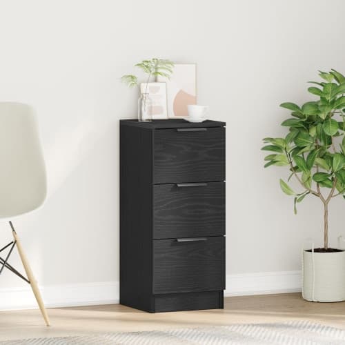 Svart Ek Sideboard 30x30x70 cm Gjord av Konstruerat Trä