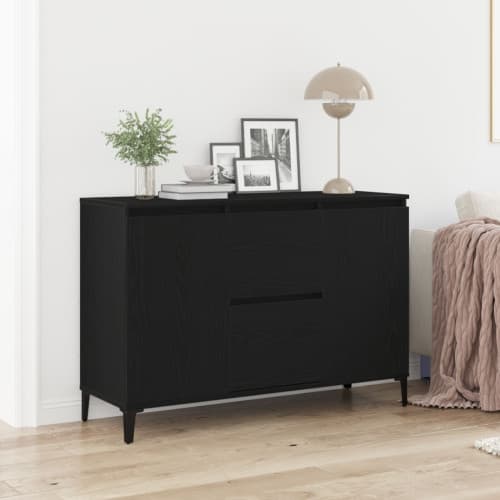 Sideboard Svart Ek 104x35x70 cm Ingenjörat Trä