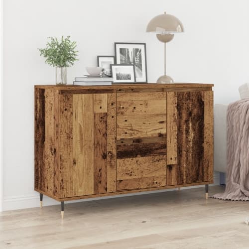Sideboard med dörrar och lådor återvunnet trä 101,5x35x70 cm