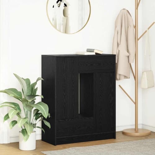 Skänk med lådor och dörrar svart ek 73x31x90 cm