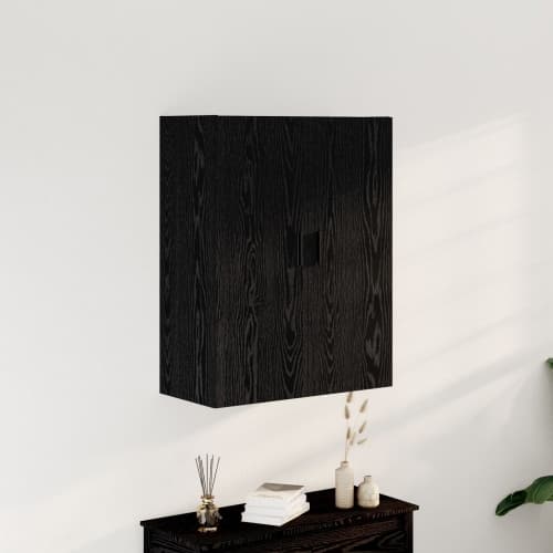 Vägghängt Skåp Svart Ek 69,5x34x90 cm Tillverkat i Trä