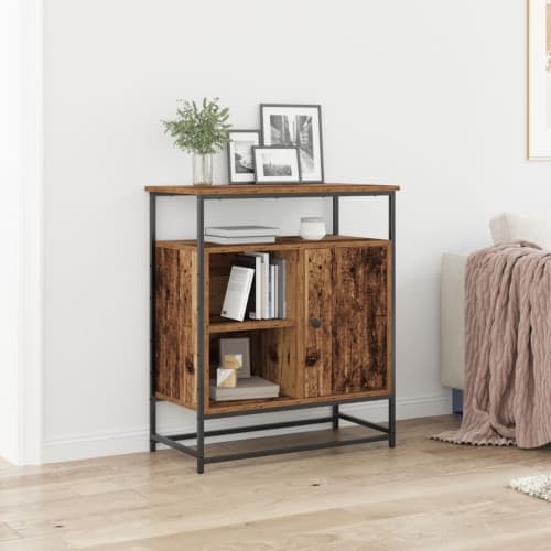 Sideboard Gammalt Trä 69x35x80 cm Konstruerat Trä och Stål