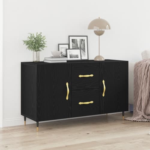 Sideboard Svart Ek 100x36x60 cm Konstruerat trä