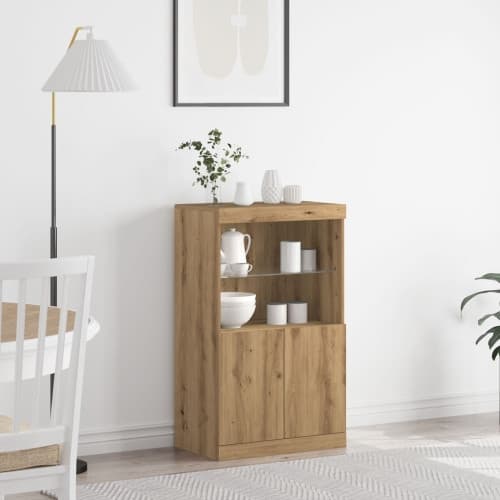 Sideboard med LED-lampor artisan ek 60x37x100 cm