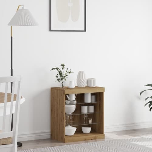 Sideboard med LED-lampor i artisan ek 60,5x37x67 cm