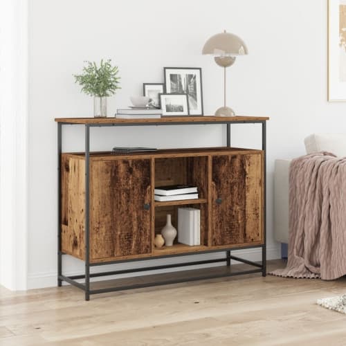 Sideboard återvunnet trä 100x35x80 cm konstruerat trä och stål