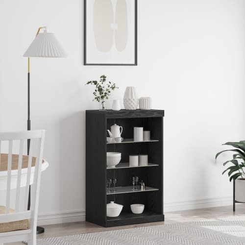 Sideboard med LED-lampor svart ek 60,5x37x100 cm