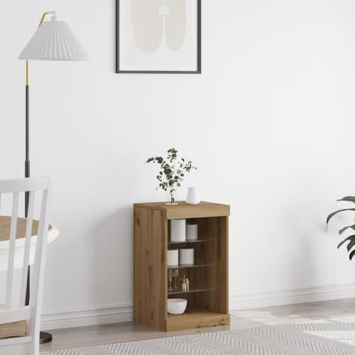 Sideboard med LED-lampor artisan ek 41x37x67 cm