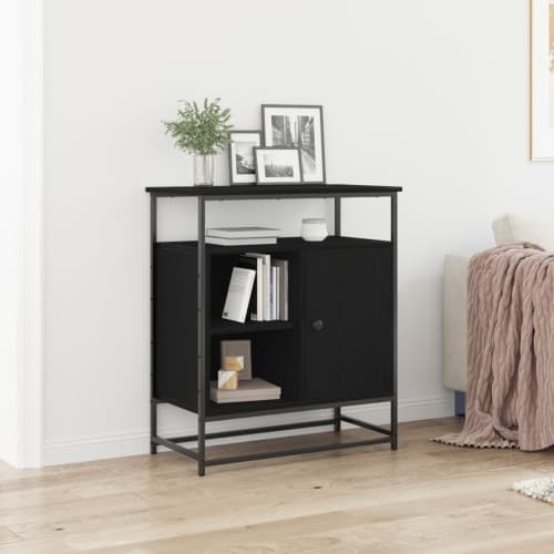 Sideboard svart ek 69x35x80 cm konstruerat trä och stål