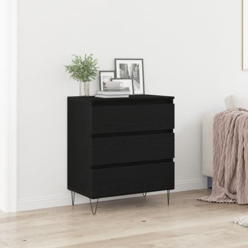 Skåp med Lådor Svart Ek 60x35x70 cm Konstruerat Trä