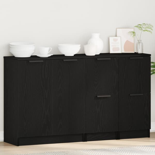 Sideboards 3 st Svart Ekträ