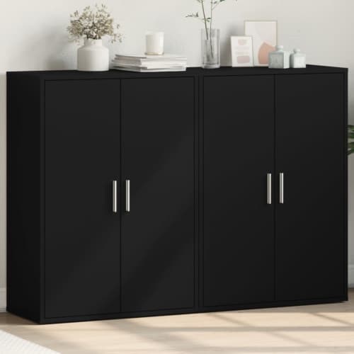 Skänkar 2 st svart 60x31x84 cm konstruerat trä