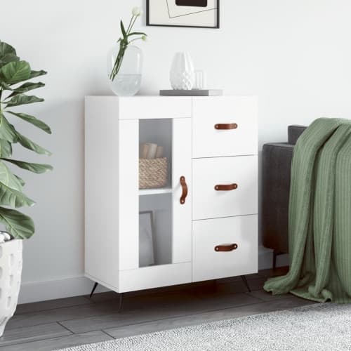 Skänk vit högglans 69,5x34x90 cm konstruerat trä