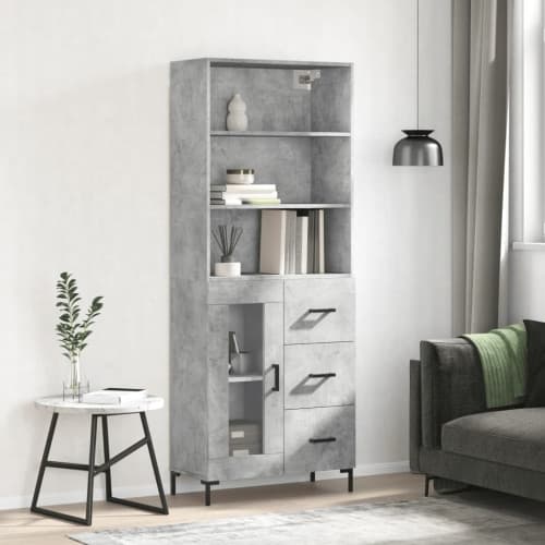 Högskåp betonggrå 69,5x34x180 cm konstruerat trä