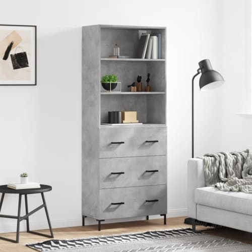 Högskåp betonggrå 69,5x34x180 cm konstruerat trä