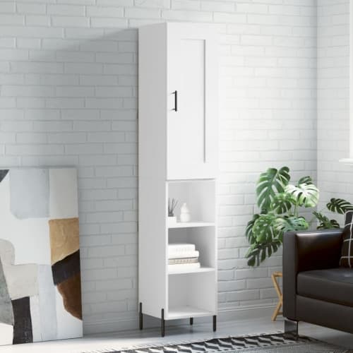 Högskåp vit 34,5x34x180 cm konstruerat trä