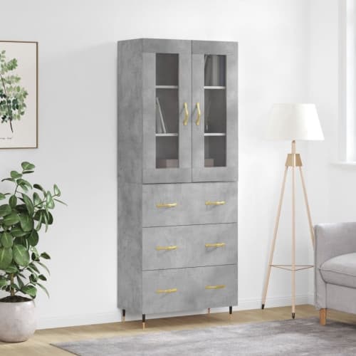 Högskåp betonggrå 69,5x34x180 cm konstruerat trä