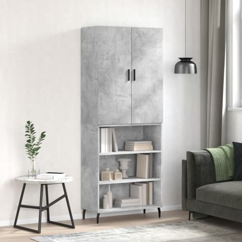 Högskåp betonggrå 69,5x34x180 cm konstruerat trä