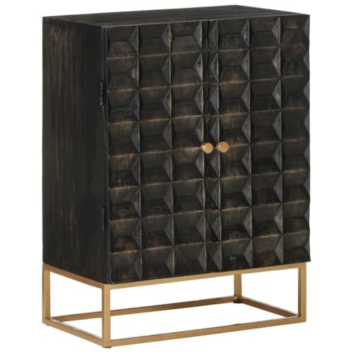 Skänk svart 55x34x75 cm massivt mangoträ och järn