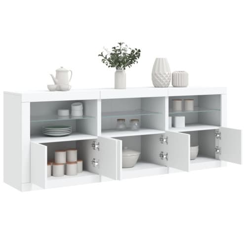 Skänk med LED-belysning vit 181,5x37x67 cm