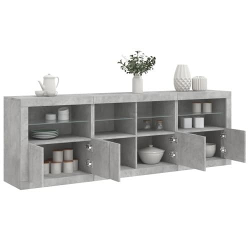 Skänk med LED-belysning betonggrå 202x37x67 cm