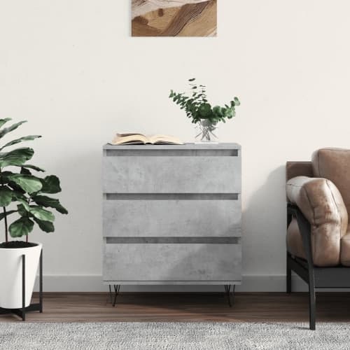 Byrå betonggrå 60x35x70 cm konstruerat trä